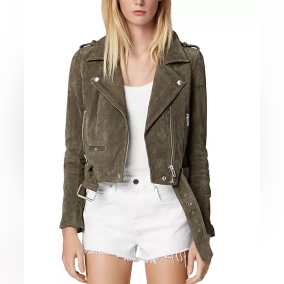 Blank NYC Gray Suede Leather Moto Biker Jacket
Belted Boxy Size Medium - Picture 5 of 5